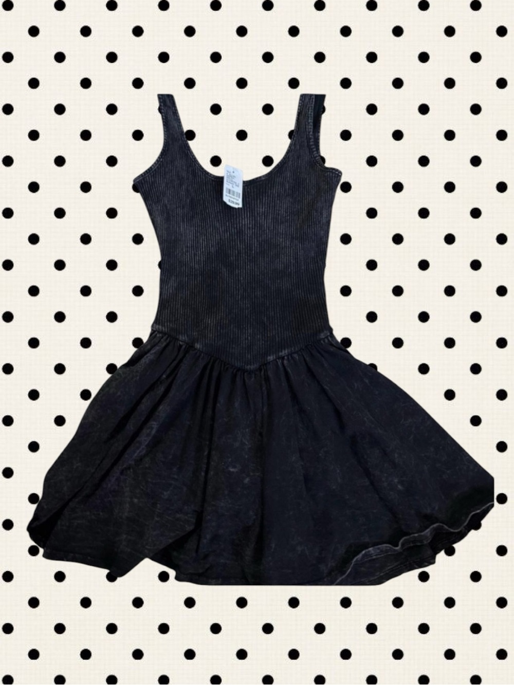 NWT Bijou Acid Wash Ribbed Bubble Hem Mini Dress Large